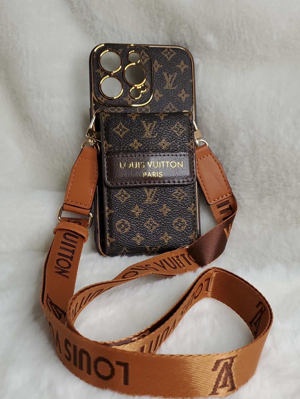Lv 14 PRO MAX Monogram Brown Phone Crossbody with Branded Strap - Picture 4 of 8